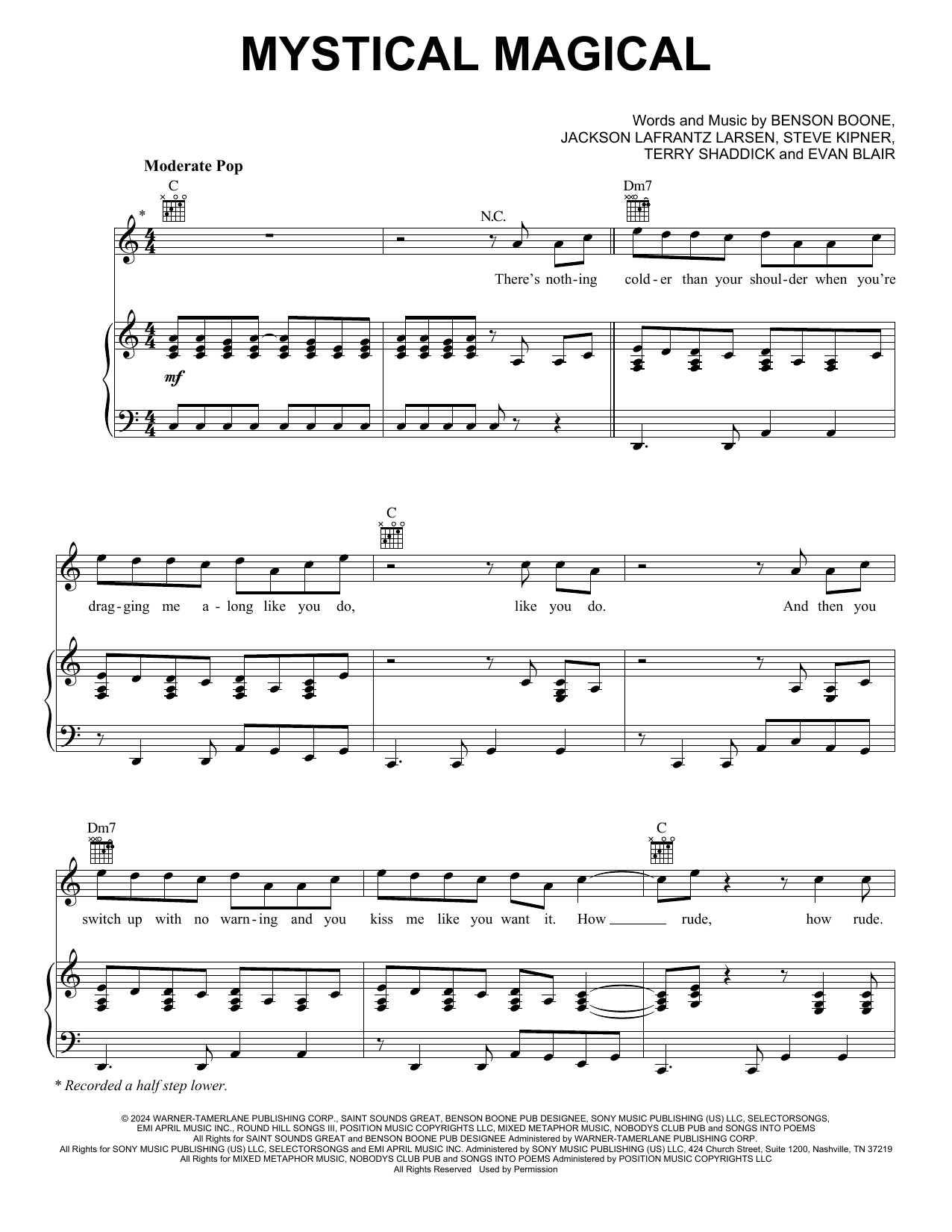 Download Benson Boone Mystical Magical Sheet Music PDF