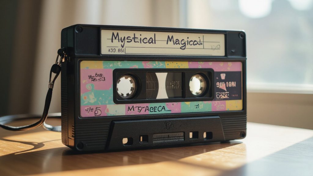 Retro cassette player with Mystical Magical label