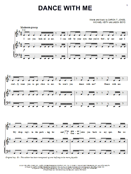 112 Dance With Me sheet music, chords, lyrics - Printable PDF for Piano, Vocal & Guitar (Right-Hand Melody)