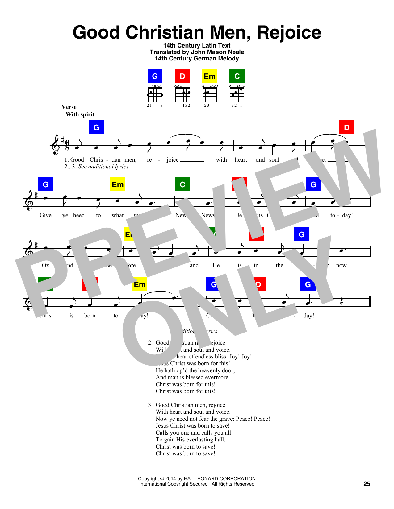 Learn to play 14th Century Latin Text Good Christian Men, Rejoice sheet music for Real Book – Melody, Lyrics & Chords in minutes. 14th Century Latin Text Good Christian Men, Rejoice sheet music preview music notes and score for Real Book – Melody, Lyrics & Chords including 1 page(s)