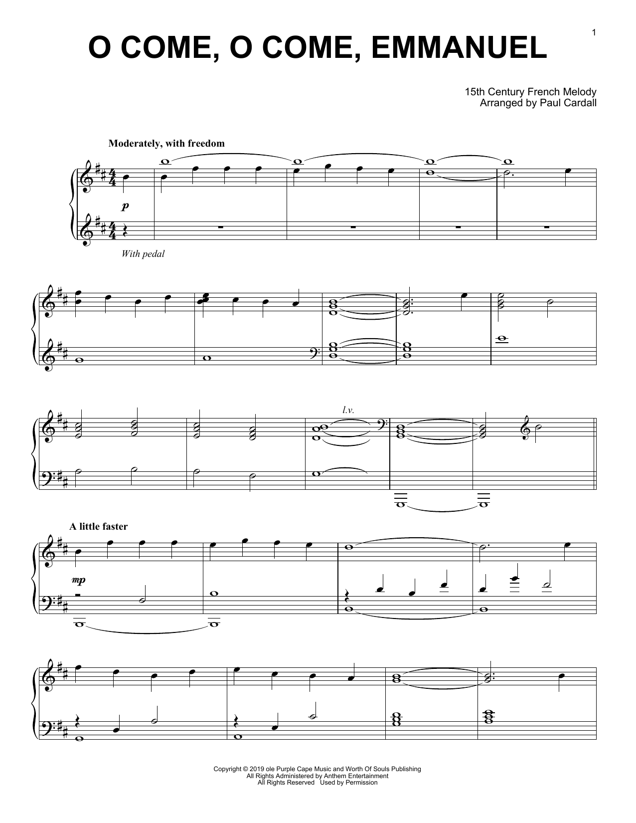 15th Century French Melody O Come, O Come, Emmanuel (arr. Paul Cardall) sheet music, chords, lyrics - Printable PDF for Piano Solo