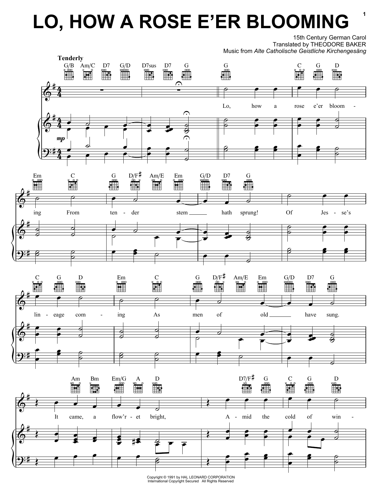 Learn to play Traditional Carol Lo, How A Rose E'er Blooming sheet music for Easy Piano in minutes. Traditional Carol Lo, How A Rose E'er Blooming sheet music preview music notes and score for Easy Piano including 2 page(s)