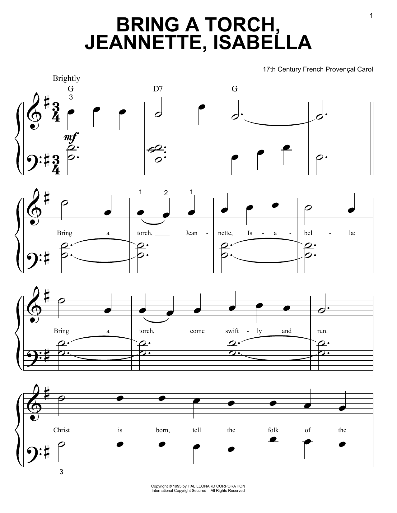 Learn to play 17th Century French Carol Bring A Torch, Jeannette, Isabella sheet music for Trombone in minutes. 17th Century French Carol Bring A Torch, Jeannette, Isabella sheet music preview music notes and score for Trombone including 1 page(s)