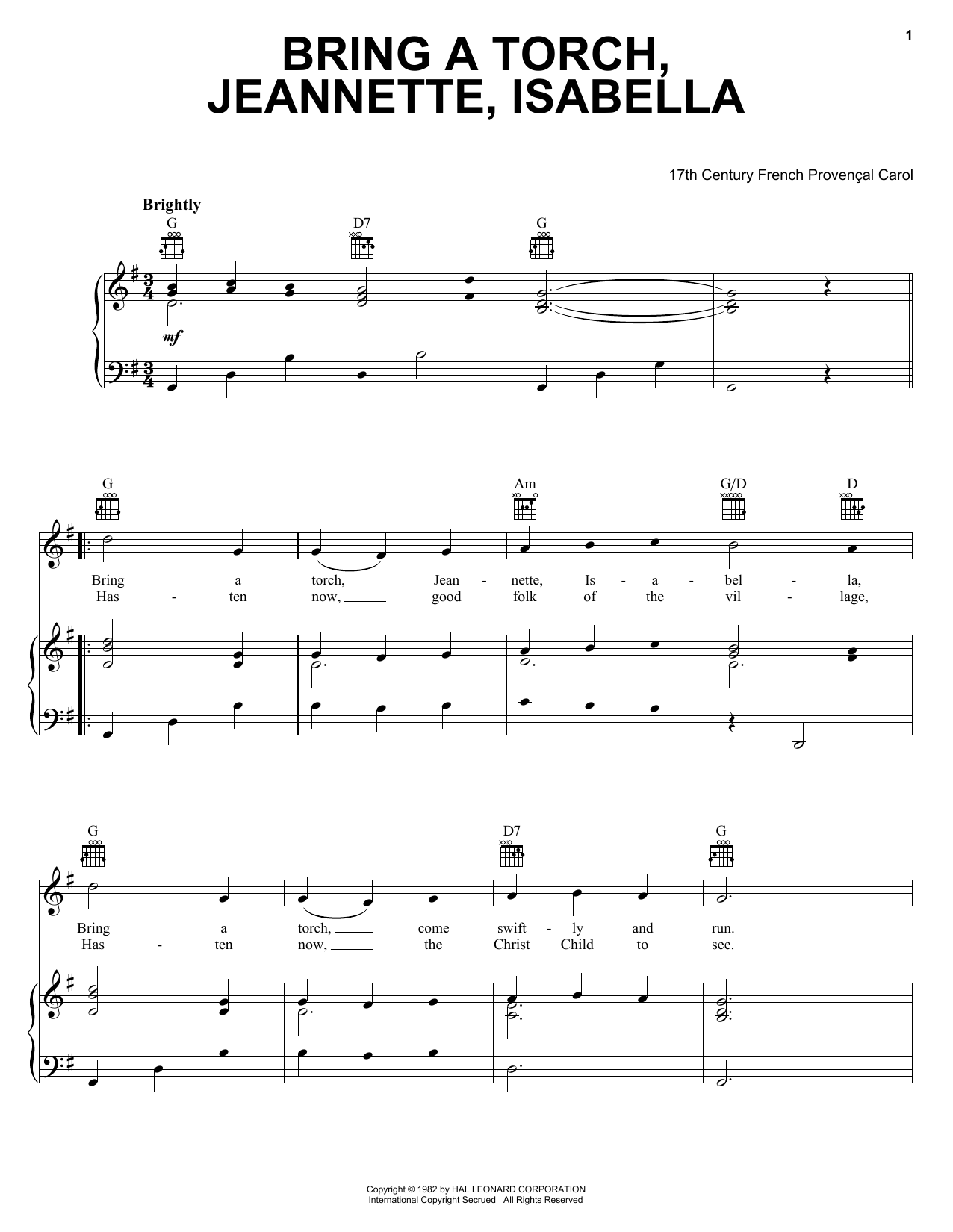 Learn to play Traditional Carol Bring A Torch, Jeannette, Isabella sheet music for Easy Piano in minutes. Traditional Carol Bring A Torch, Jeannette, Isabella sheet music preview music notes and score for Easy Piano including 2 page(s)