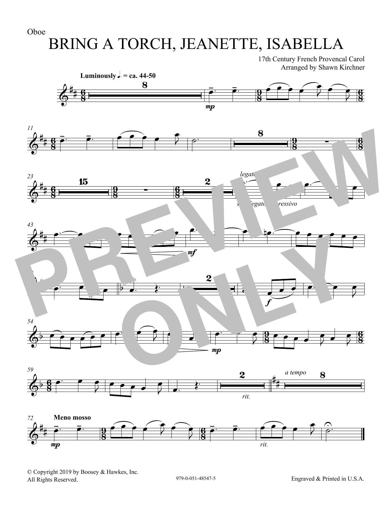 Learn to play 17th Century French Provencal Bring a Torch, Jeanette, Isabella (arr. Shawn Kirchner) - Oboe sheet music for Choir Instrumental Pak in minutes. 17th Century French Provencal Bring a Torch, Jeanette, Isabella (arr. Shawn Kirchner) - Oboe sheet music preview music notes and score for Choir Instrumental Pak including 1 page(s)