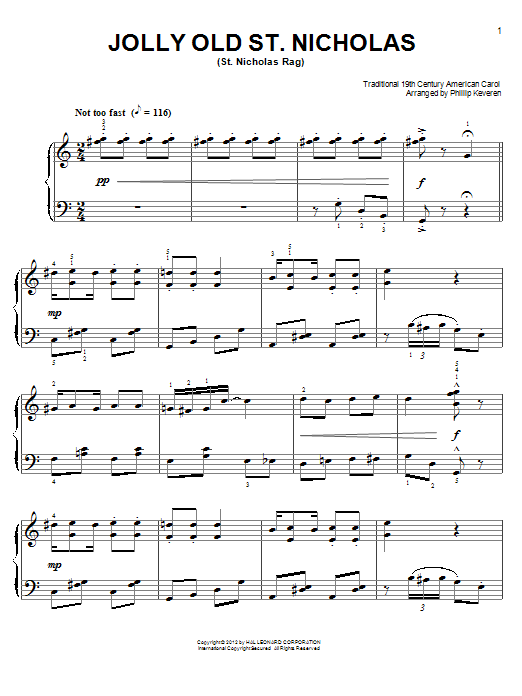 Learn to play Christmas Carol Jolly Old St. Nicholas sheet music for Easy Piano in minutes. Christmas Carol Jolly Old St. Nicholas sheet music preview music notes and score for Easy Piano including 4 page(s)