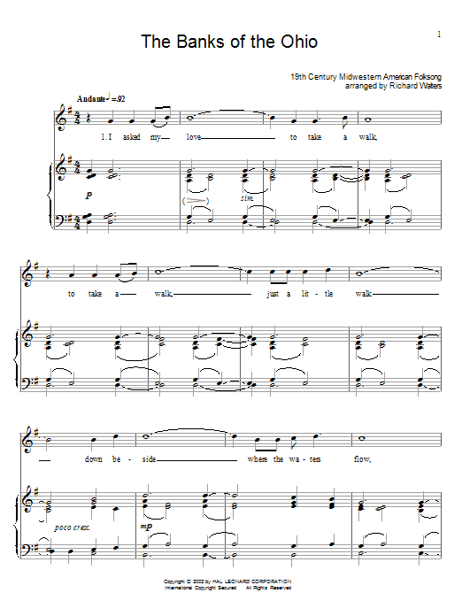 Learn to play 19th Century Western American Banks Of The Ohio sheet music for Piano, Vocal & Guitar (Right-Hand Melody) in minutes. 19th Century Western American Banks Of The Ohio sheet music notes and chords