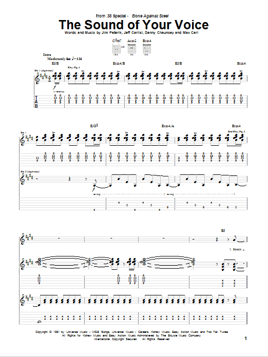 Learn to play 38 Special The Sound Of Your Voice sheet music for Guitar Tab in minutes. 38 Special The Sound Of Your Voice sheet music preview music notes and score for Guitar Tab including 17 page(s)