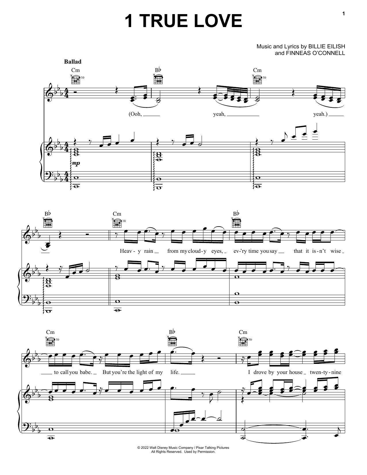 4*TOWN 1 True Love (from Turning Red) sheet music preview music notes and score for Piano, Vocal & Guitar Chords (Right-Hand Melody) including 6 page(s)