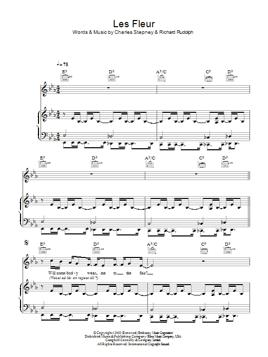 4Hero Les Fleur sheet music preview music notes and score for Piano, Vocal & Guitar including 6 page(s)