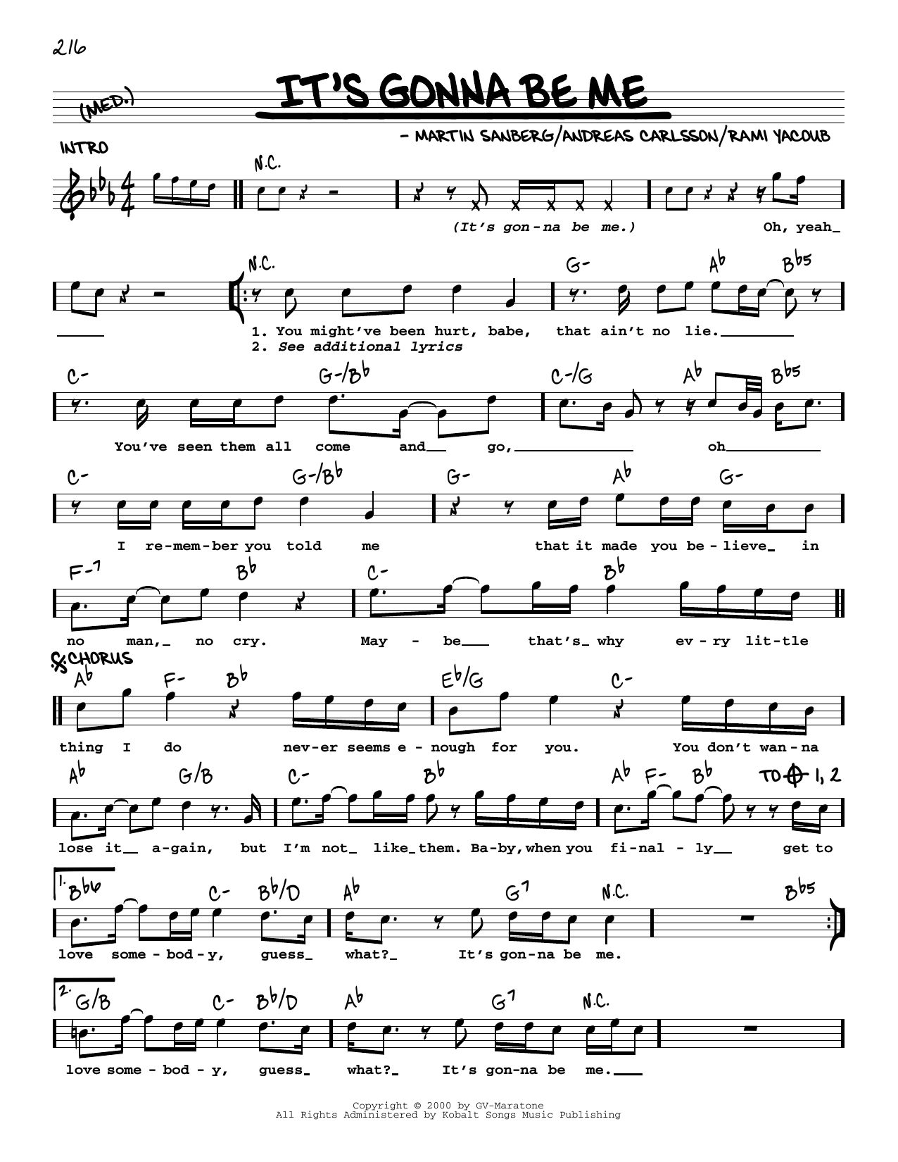 *NSYNC It's Gonna Be Me sheet music, chords, lyrics - Printable PDF for Real Book – Melody, Lyrics & Chords