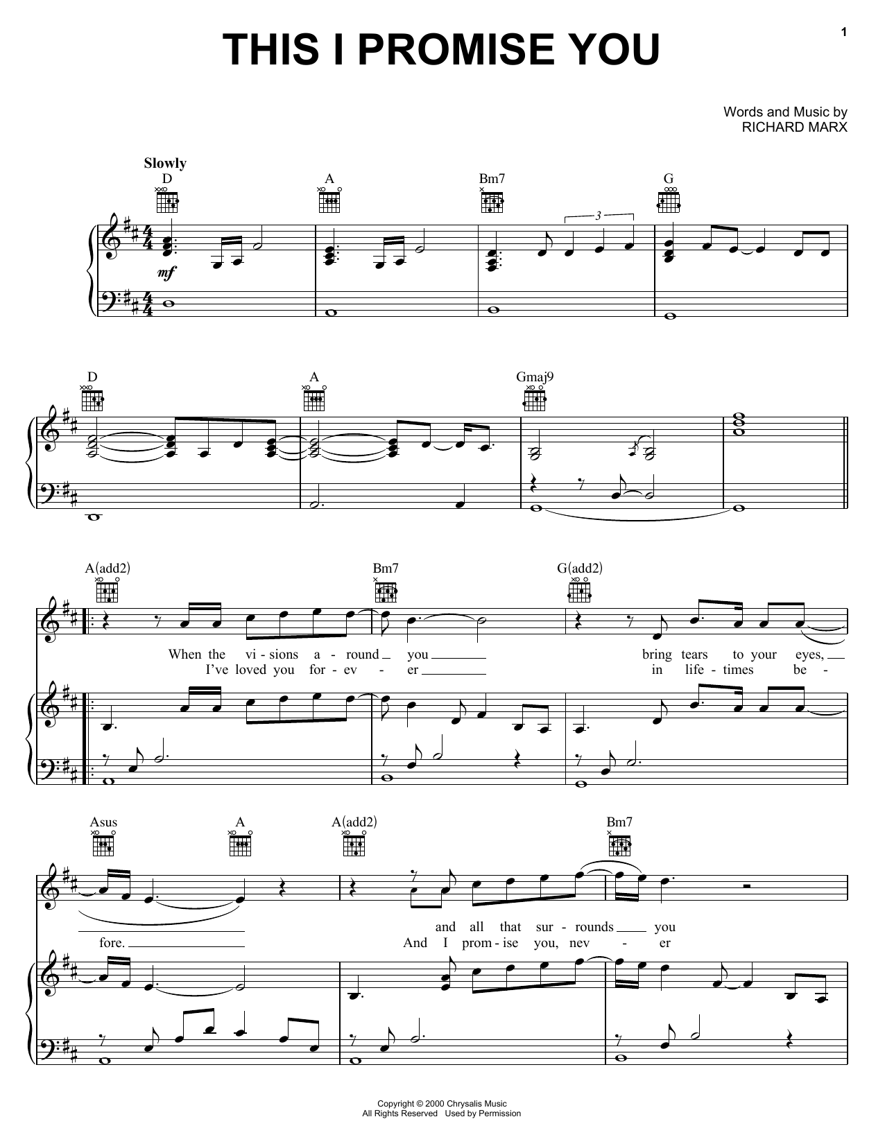 'N Sync This I Promise You sheet music, chords, lyrics - Printable PDF for Piano, Vocal & Guitar (Right-Hand Melody)