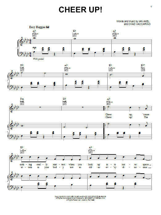 A Great Big World Cheer Up! sheet music, chords, lyrics - Printable PDF for Piano, Vocal & Guitar (Right-Hand Melody)