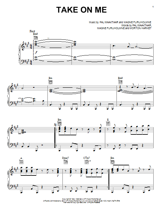Learn to play A-ha Take On Me sheet music for Piano, Vocal & Guitar in minutes. A-ha Take On Me sheet music notes and chords