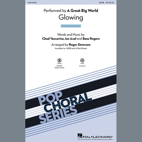Download A Great Big World Glowing (arr. Roger Emerson) Sheet Music arranged for 3-Part Mixed Choir - printable PDF music score including 14 page(s)