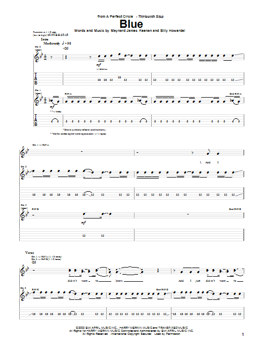 Learn to play A Perfect Circle Blue sheet music for Guitar Tab in minutes. A Perfect Circle Blue sheet music notes and chords