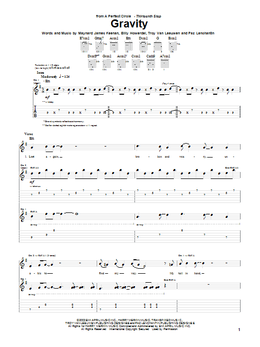 Learn to play A Perfect Circle Gravity sheet music for Guitar Tab in minutes. A Perfect Circle Gravity sheet music preview music notes and score for Guitar Tab including 9 page(s)