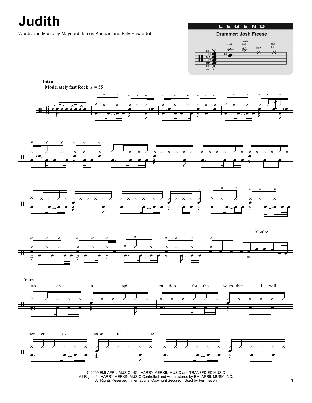 A Perfect Circle Judith Sheet Music Download Printable Pdf Metal Music Score For Bass Guitar Tab 72784