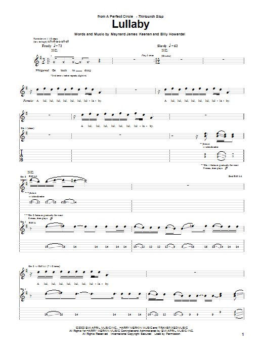 Learn to play A Perfect Circle Lullaby sheet music for Guitar Tab in minutes. A Perfect Circle Lullaby sheet music notes and chords