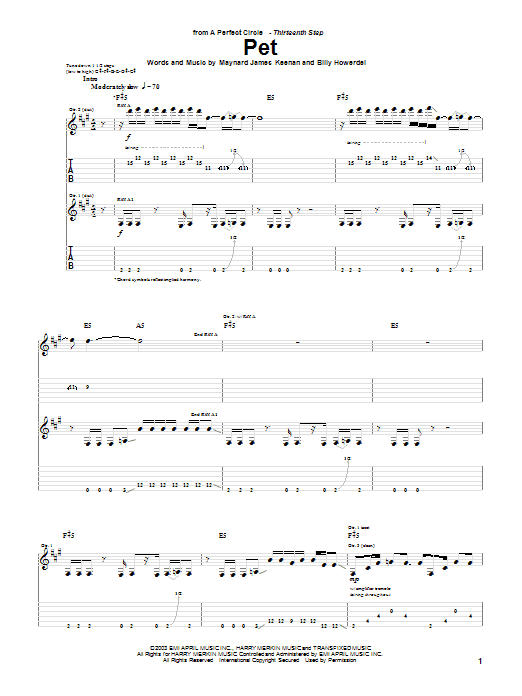 Learn to play A Perfect Circle Pet sheet music for Guitar Tab in minutes. A Perfect Circle Pet sheet music notes and chords