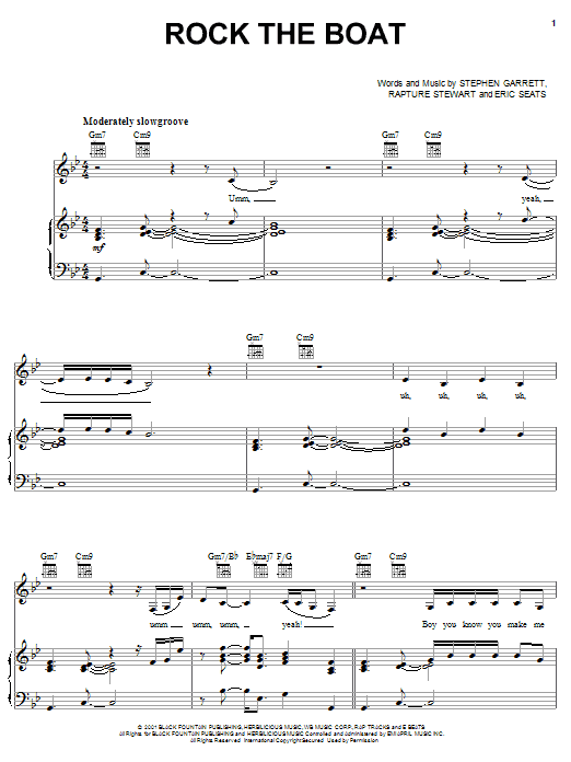 Aaliyah Rock The Boat sheet music, chords, lyrics - Printable PDF for Piano, Vocal & Guitar (Right-Hand Melody)