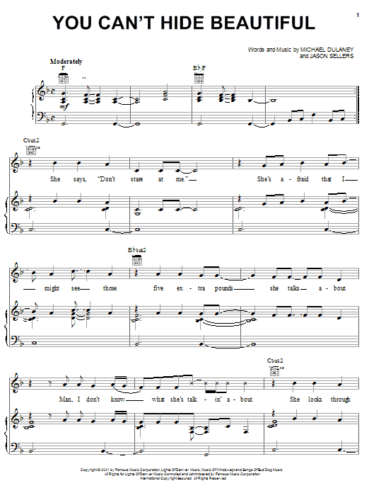 Aaron Lines You Can't Hide Beautiful sheet music, chords, lyrics - Printable PDF for Piano, Vocal & Guitar (Right-Hand Melody)