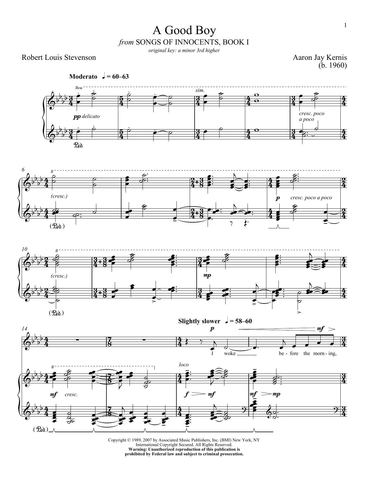 Learn to play Aaron Jay Kernis A Good Boy sheet music for Piano & Vocal in minutes. Aaron Jay Kernis A Good Boy sheet music notes and chords