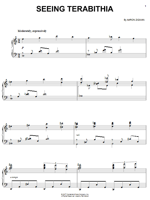 Learn to play Aaron Zigman Seeing Terabithia sheet music for Piano in minutes. Aaron Zigman Seeing Terabithia sheet music preview music notes and score for Piano including 2 page(s)