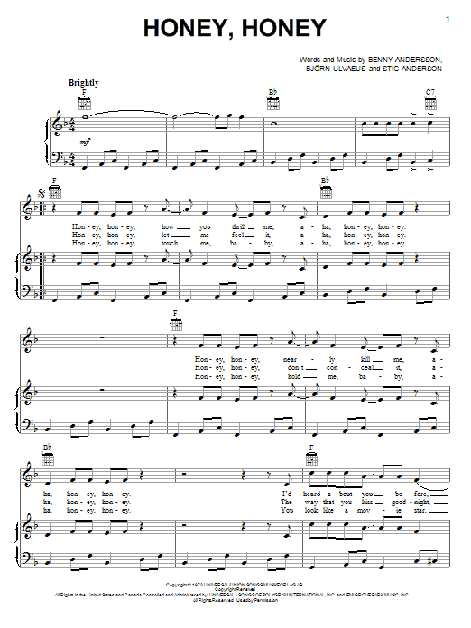 Learn to play ABBA Honey, Honey sheet music for Piano, Vocal & Guitar (Right-Hand Melody) in minutes. ABBA Honey, Honey sheet music notes and chords