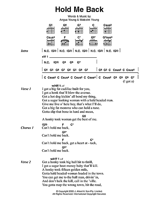 Learn to play AC/DC Hold Me Back sheet music for Lyrics & Chords in minutes. AC/DC Hold Me Back sheet music preview music notes and score for Lyrics & Chords including 2 page(s)