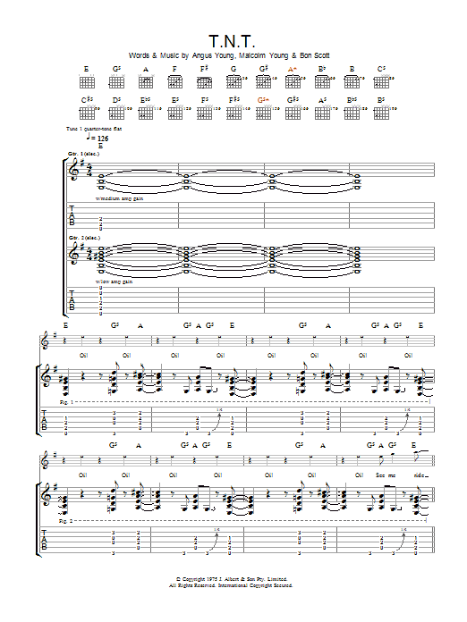 Learn to play AC/DC T.N.T. sheet music for Bass Guitar Tab in minutes. AC/DC T.N.T. sheet music preview music notes and score for Bass Guitar Tab including 7 page(s)