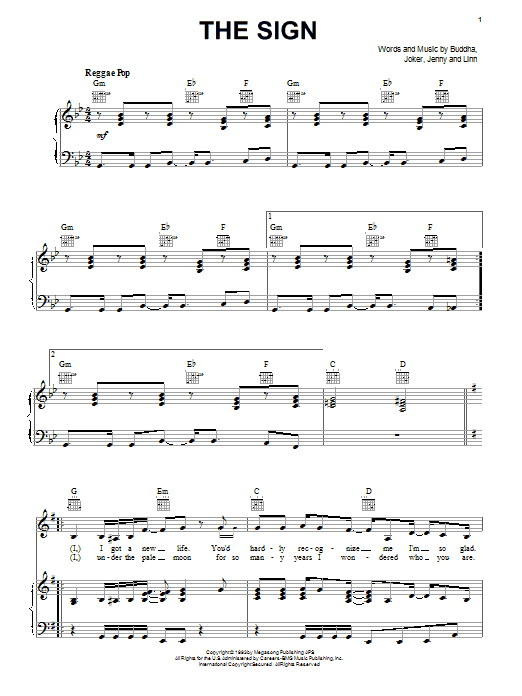 Learn to play Ace Of Base The Sign sheet music for Piano, Vocal & Guitar (Right-Hand Melody) in minutes. Ace Of Base The Sign sheet music notes and chords