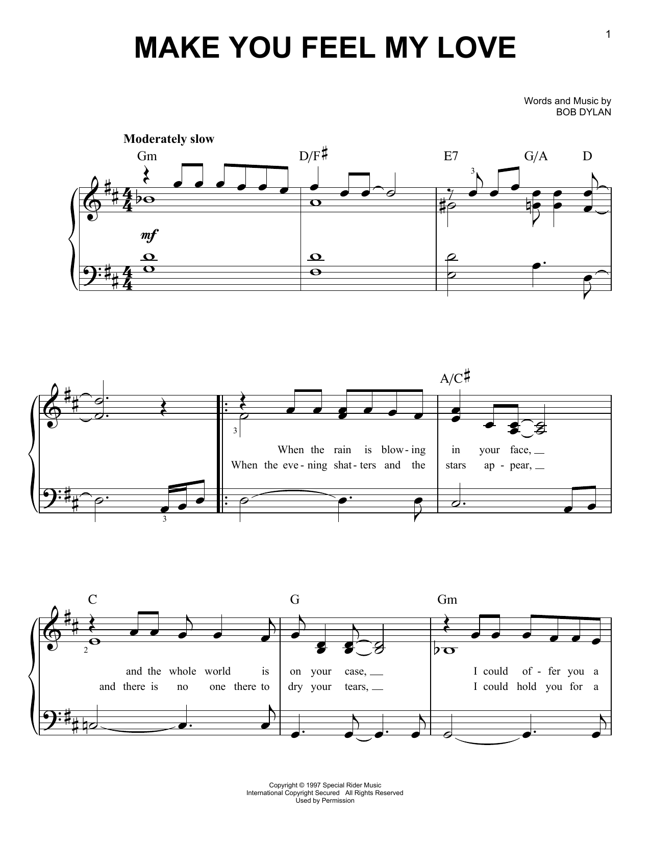 Learn to play Adele Make You Feel My Love sheet music for Easy Piano in minutes. Adele Make You Feel My Love sheet music notes and chords