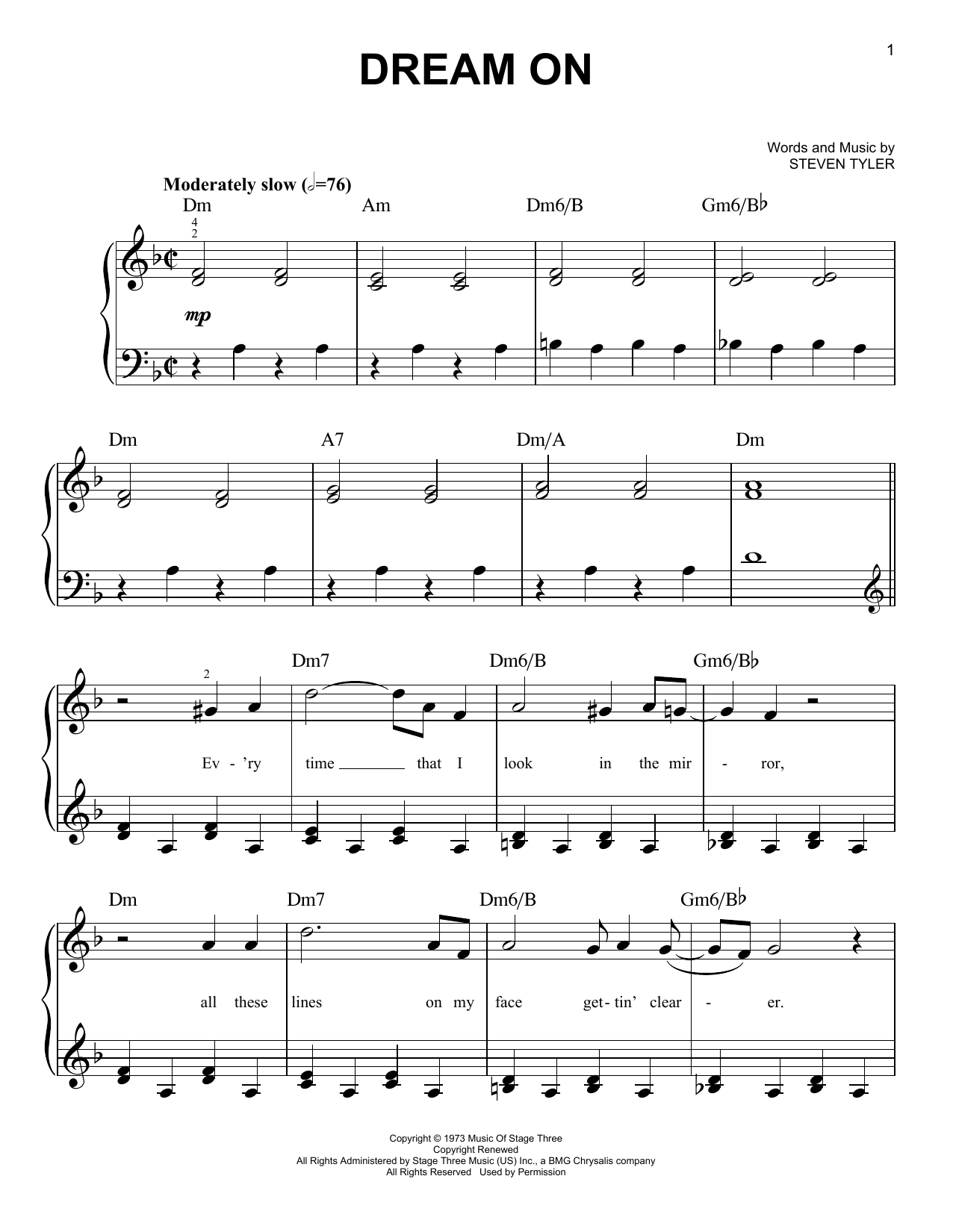 Learn to play Aerosmith Dream On sheet music for Easy Piano in minutes. Aerosmith Dream On sheet music notes and chords