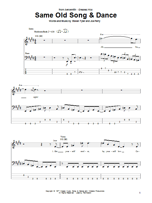 Learn to play Aerosmith Same Old Song And Dance sheet music for Bass Guitar Tab in minutes. Aerosmith Same Old Song And Dance sheet music preview music notes and score for Bass Guitar Tab including 7 page(s)