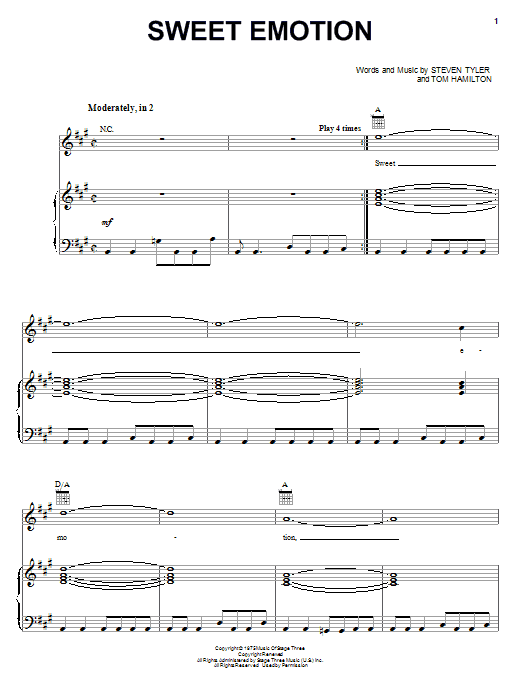 Learn to play Aerosmith Sweet Emotion sheet music for Piano, Vocal & Guitar (Right-Hand Melody) in minutes. Aerosmith Sweet Emotion sheet music notes and chords