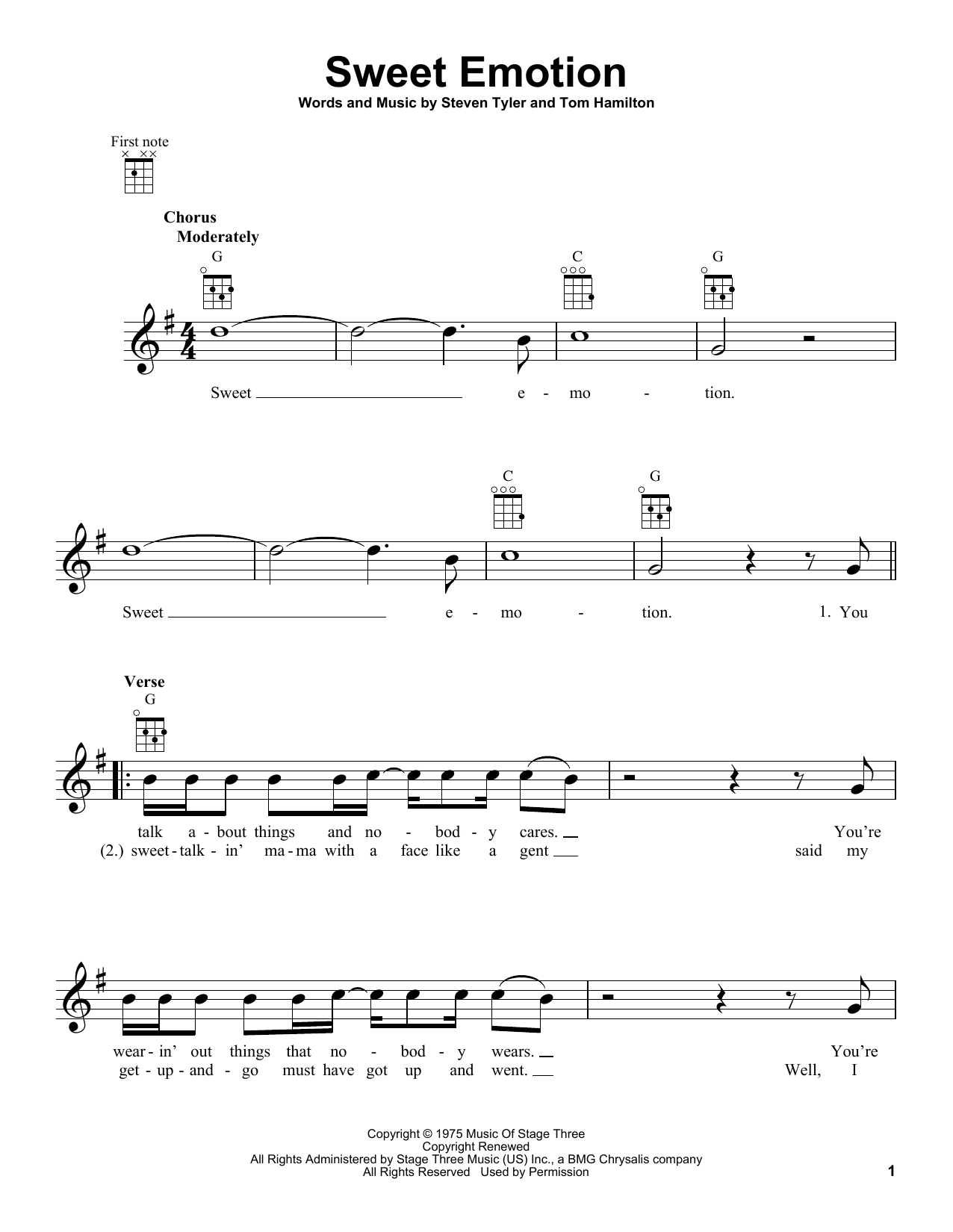 Learn to play Aerosmith Sweet Emotion sheet music for Lyrics & Chords in minutes. Aerosmith Sweet Emotion sheet music preview music notes and score for Lyrics & Chords including 2 page(s)