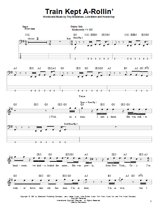 Learn to play Aerosmith Train Kept A-Rollin' sheet music for Bass Guitar Tab in minutes. Aerosmith Train Kept A-Rollin' sheet music preview music notes and score for Bass Guitar Tab including 8 page(s)