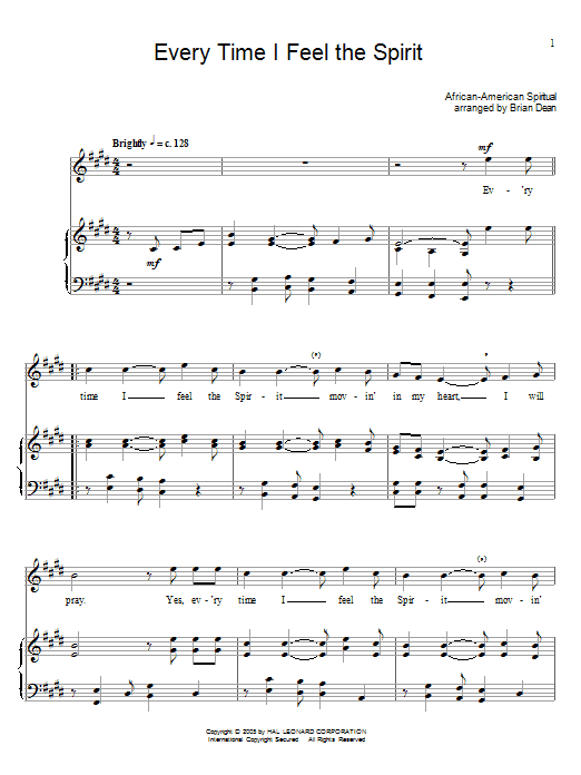 Learn to play African-American Spiritual Every Time I Feel The Spirit sheet music for Piano in minutes. African-American Spiritual Every Time I Feel The Spirit sheet music preview music notes and score for Piano including 3 page(s)