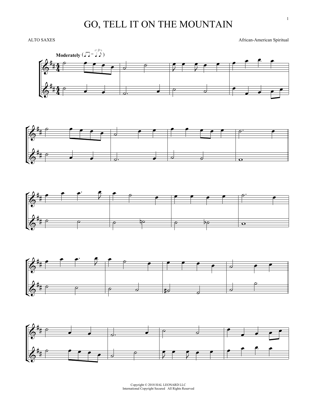 Learn to play African-American Spiritual Go, Tell It On The Mountain sheet music for Guitar Tab in minutes. African-American Spiritual Go, Tell It On The Mountain sheet music preview music notes and score for Guitar Tab including 2 page(s)
