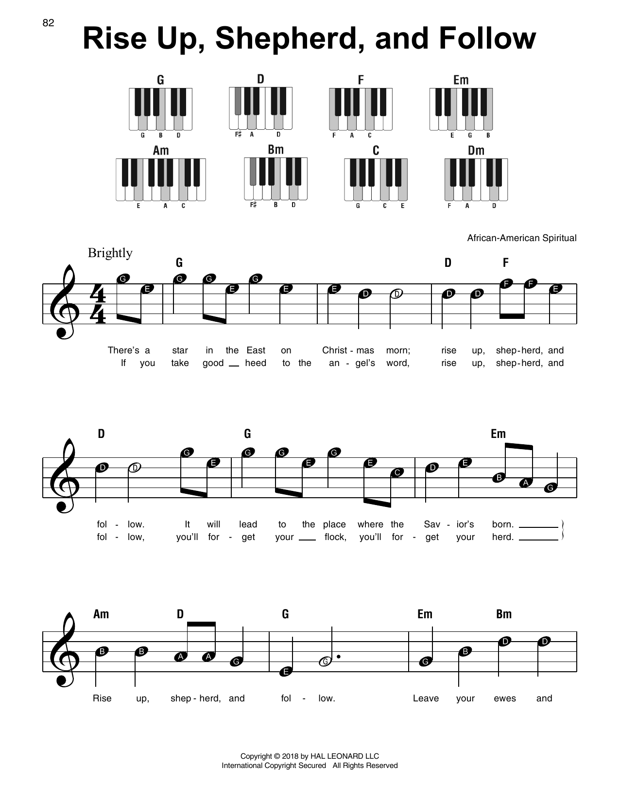 Learn to play African-American Spiritual Rise Up, Shepherd, And Follow sheet music for Piano, Vocal & Guitar (Right-Hand Melody) in minutes. African-American Spiritual Rise Up, Shepherd, And Follow sheet music notes and chords
