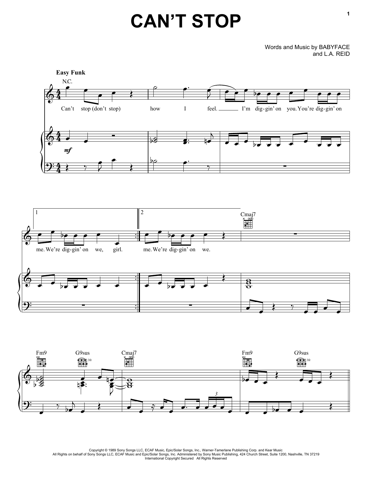 Download After 7 Can't Stop sheet music notes and chords for Piano, Vocal & Guitar Chords (Right-Hand Melody) - Download Printable PDF and start playing in minutes.