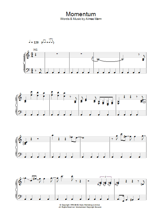 Learn to play Aimee Mann Momentum sheet music for Piano, Vocal & Guitar in minutes. Aimee Mann Momentum sheet music preview music notes and score for Piano, Vocal & Guitar including 6 page(s)