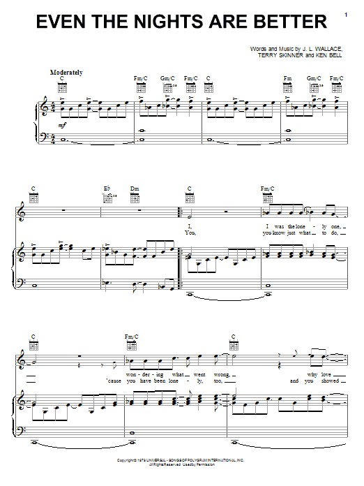 Learn to play Air Supply Even The Nights Are Better sheet music for Melody Line, Lyrics & Chords in minutes. Air Supply Even The Nights Are Better sheet music preview music notes and score for Melody Line, Lyrics & Chords including 2 page(s)