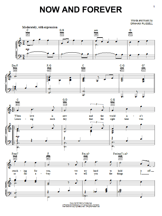 Learn to play Air Supply Now And Forever sheet music for Piano, Vocal & Guitar (Right-Hand Melody) in minutes. Air Supply Now And Forever sheet music preview music notes and score for Piano, Vocal & Guitar (Right-Hand Melody) including 6 page(s)