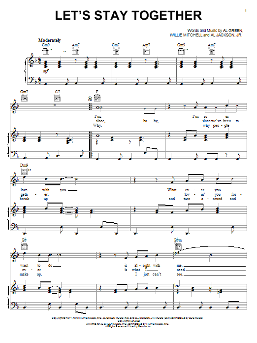 Learn to play Al Green Let's Stay Together sheet music for Easy Guitar in minutes. Al Green Let's Stay Together sheet music notes and chords