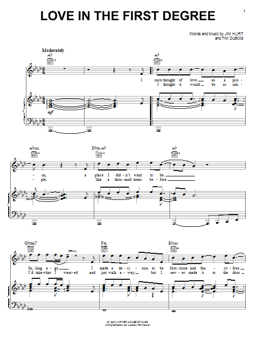 Learn to play Alabama Love In The First Degree sheet music for Piano, Vocal & Guitar (Right-Hand Melody) in minutes. Alabama Love In The First Degree sheet music preview music notes and score for Piano, Vocal & Guitar (Right-Hand Melody) including 4 page(s)