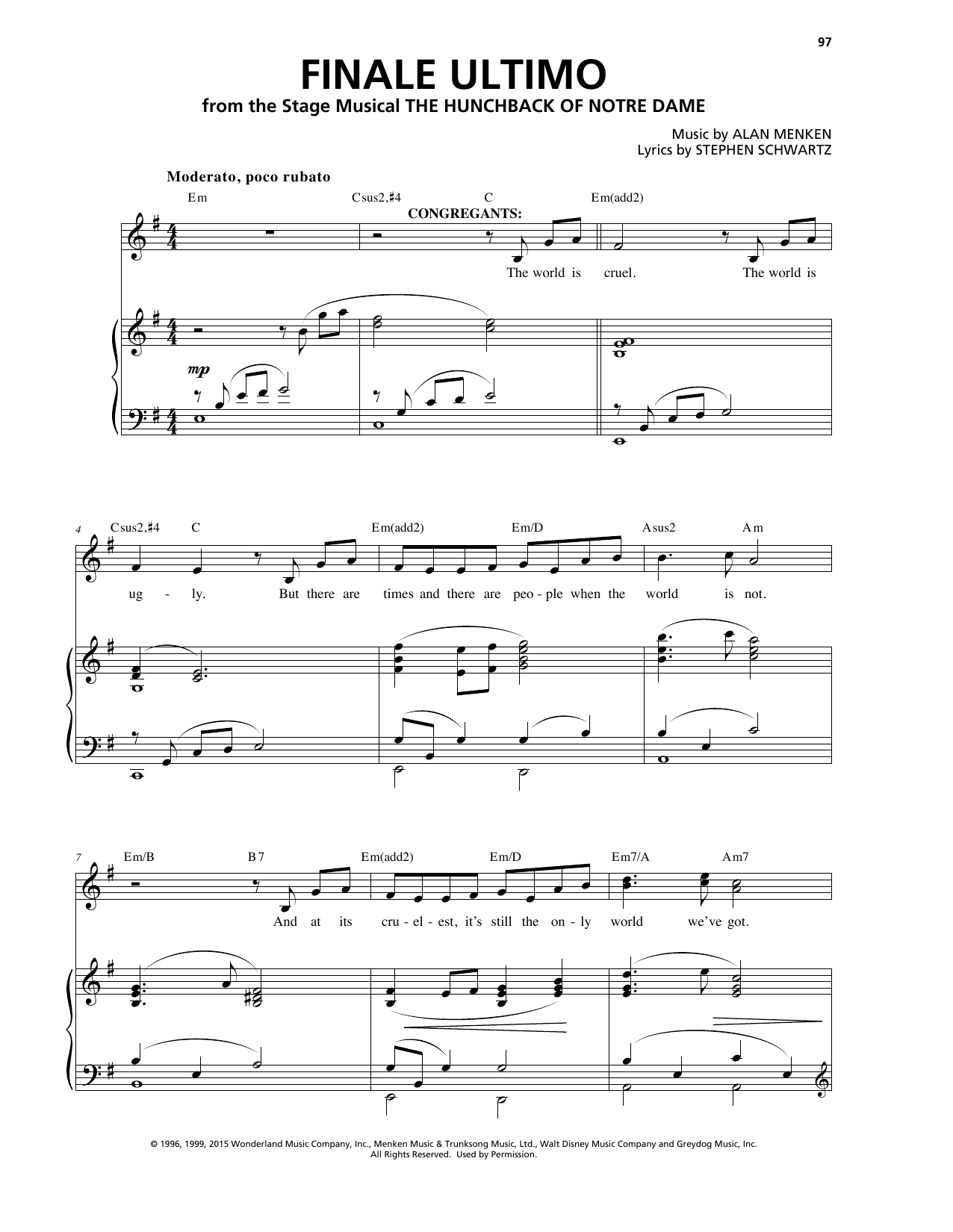 Alan Menken Finale (Ultimo) sheet music, chords, lyrics - Printable PDF for Piano & Vocal