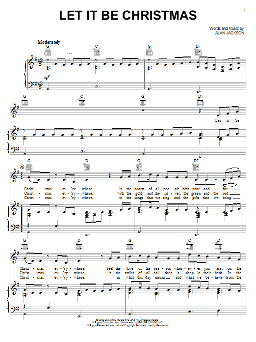Learn to play Alan Jackson Let It Be Christmas sheet music for Piano, Vocal & Guitar (Right-Hand Melody) in minutes. Alan Jackson Let It Be Christmas sheet music notes and chords