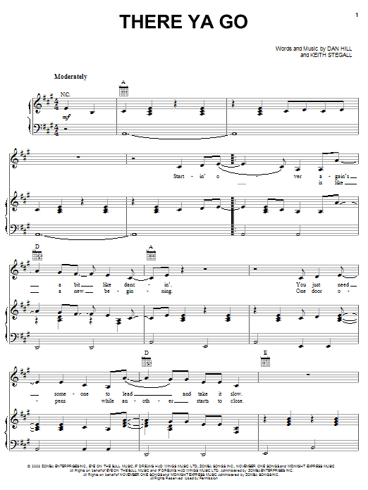 Alan Jackson There Ya Go sheet music preview music notes and score for Piano, Vocal & Guitar (Right-Hand Melody) including 6 page(s)